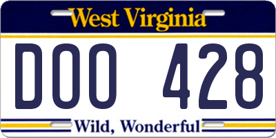 WV license plate DOO428