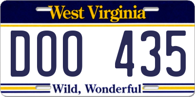 WV license plate DOO435