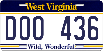 WV license plate DOO436