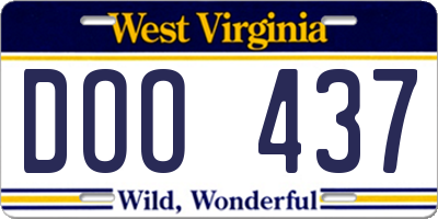 WV license plate DOO437