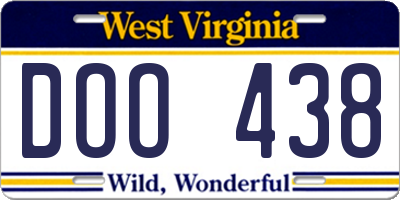 WV license plate DOO438