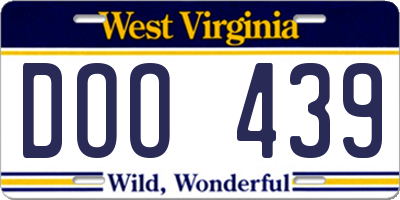 WV license plate DOO439