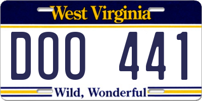 WV license plate DOO441