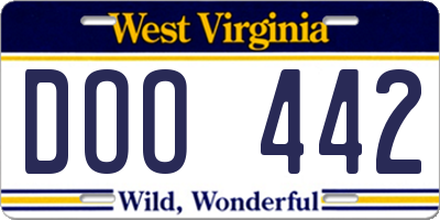 WV license plate DOO442