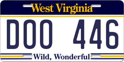 WV license plate DOO446
