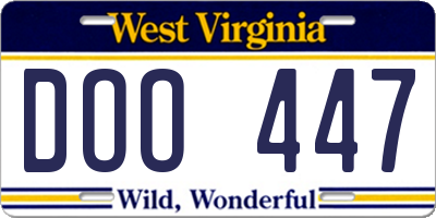 WV license plate DOO447