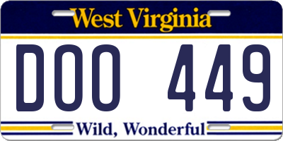 WV license plate DOO449
