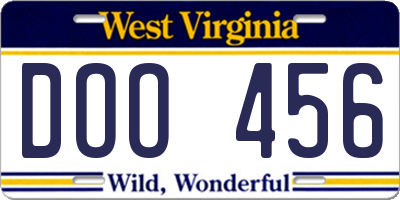 WV license plate DOO456