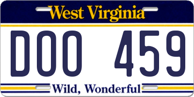 WV license plate DOO459
