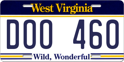 WV license plate DOO460