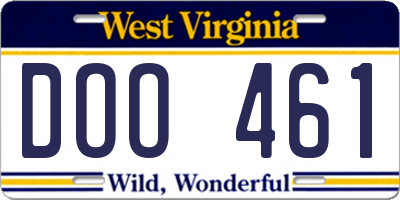 WV license plate DOO461