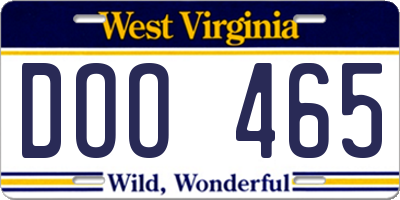 WV license plate DOO465