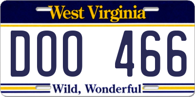 WV license plate DOO466