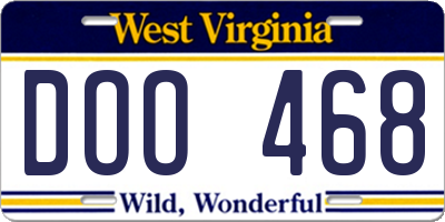 WV license plate DOO468