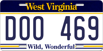 WV license plate DOO469