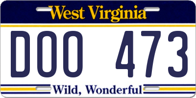 WV license plate DOO473