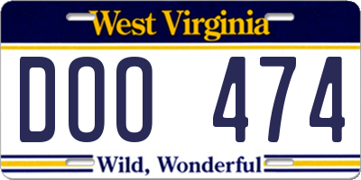 WV license plate DOO474