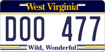 WV license plate DOO477