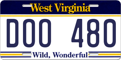 WV license plate DOO480