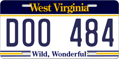 WV license plate DOO484