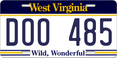 WV license plate DOO485