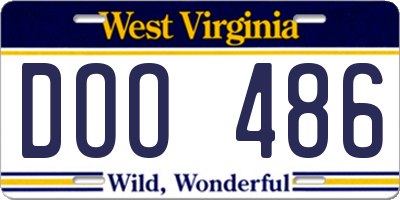 WV license plate DOO486