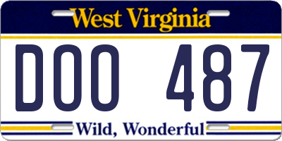 WV license plate DOO487