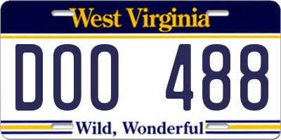 WV license plate DOO488