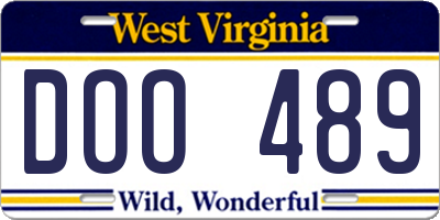 WV license plate DOO489