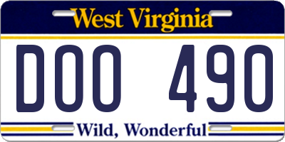 WV license plate DOO490