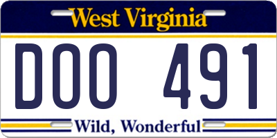 WV license plate DOO491