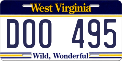WV license plate DOO495