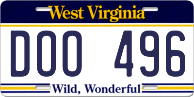 WV license plate DOO496