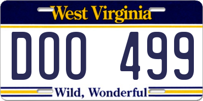 WV license plate DOO499