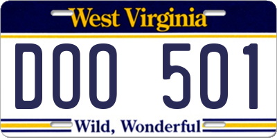 WV license plate DOO501