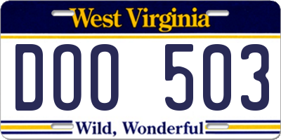WV license plate DOO503