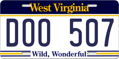 WV license plate DOO507