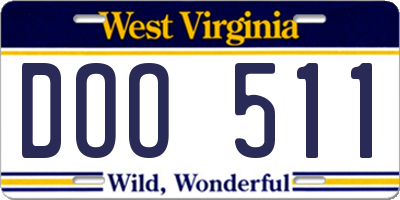 WV license plate DOO511