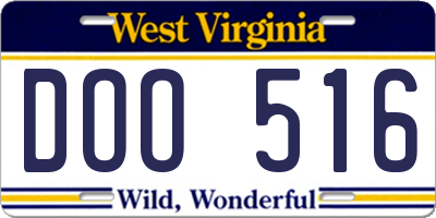 WV license plate DOO516