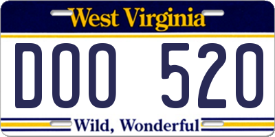 WV license plate DOO520