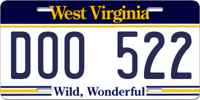 WV license plate DOO522