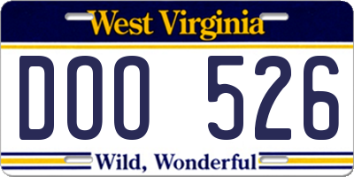 WV license plate DOO526