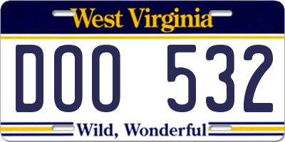 WV license plate DOO532