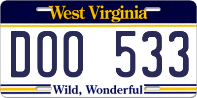 WV license plate DOO533
