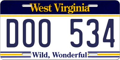 WV license plate DOO534