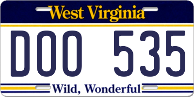 WV license plate DOO535