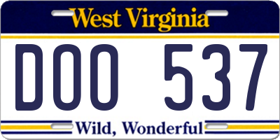 WV license plate DOO537