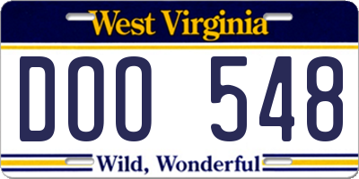 WV license plate DOO548
