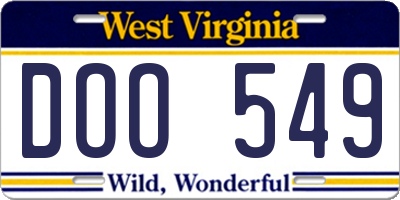 WV license plate DOO549