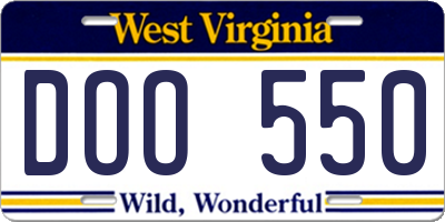 WV license plate DOO550
